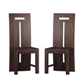 Maurice Solid Sheesham Wood High Back Chair (Walnut Finish)